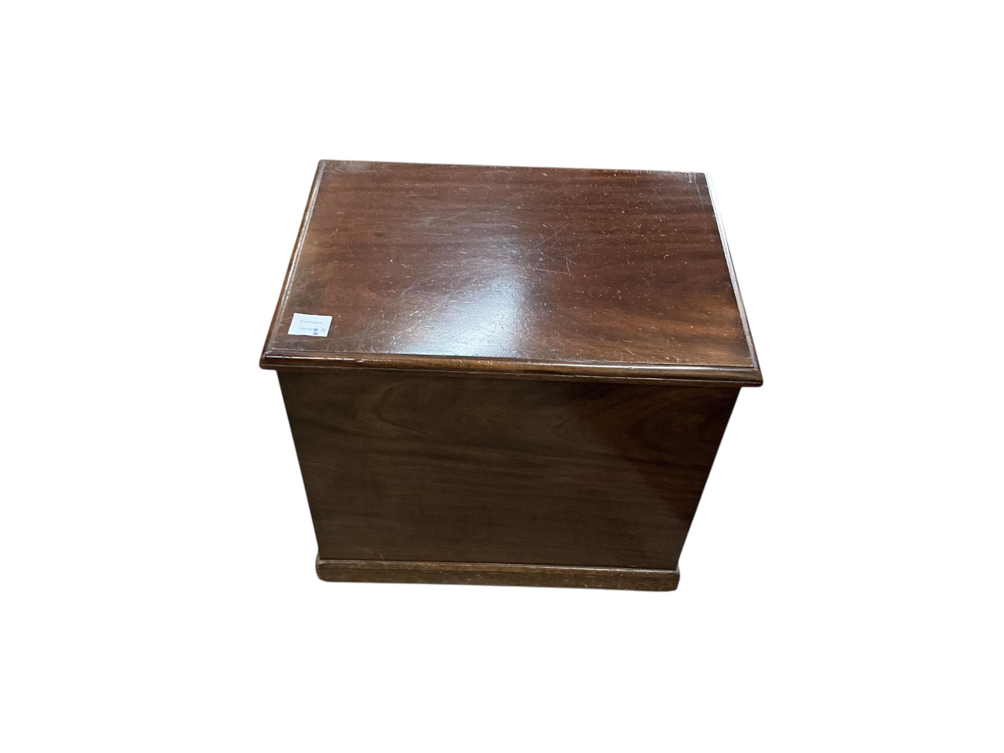 A Victorian rectangular mahogany coal box, width 53cm, depth 37cm, height 48cm